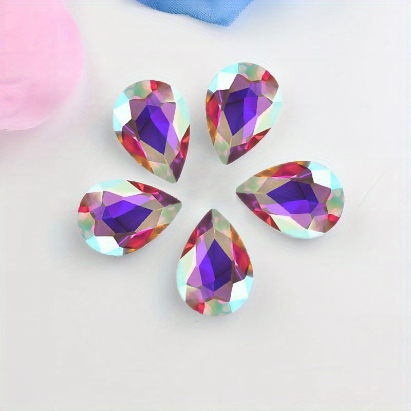 60pcs Colorful Acrylic Teardrop Crystals for DIY Headdresses & Clothing Embellis